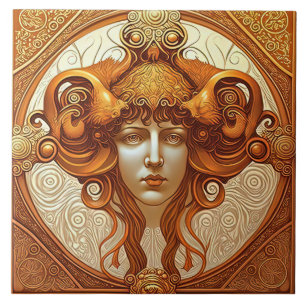 Alphonse Mucha Zodiak-Wanddekoration Art Nouveau K Fliese