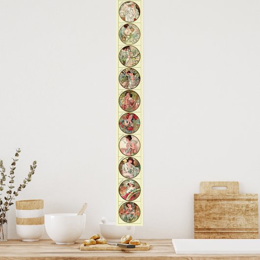 Alphonse Mucha Zwölf Monate des Jahres Poster (Küche)