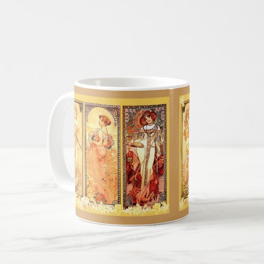 Alphonse Muchas drei Damen Kaffeetasse (Vorderseite Links)