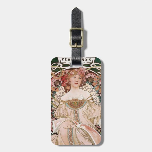 Alphonse Muchas F. Champenois Imprimeur-Editeur Gepäckanhänger (Vorderseite vertikal)