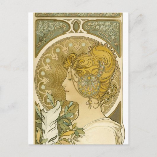 Alphonse Muchas La Plume Postkarte (Vorderseite)