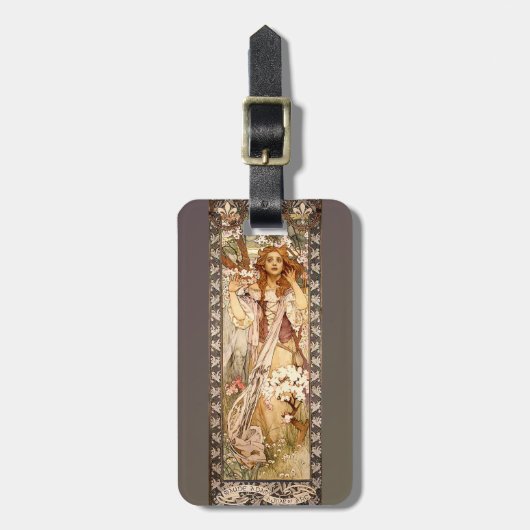 Alphonse Muchas Maude Adams als Joan of Arc Gepäckanhänger (Vorderseite vertikal)