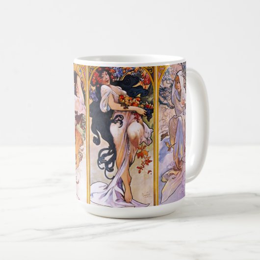 Alphonso Mucha Illustrationen auf einer Tasse (VorderseiteRechts)