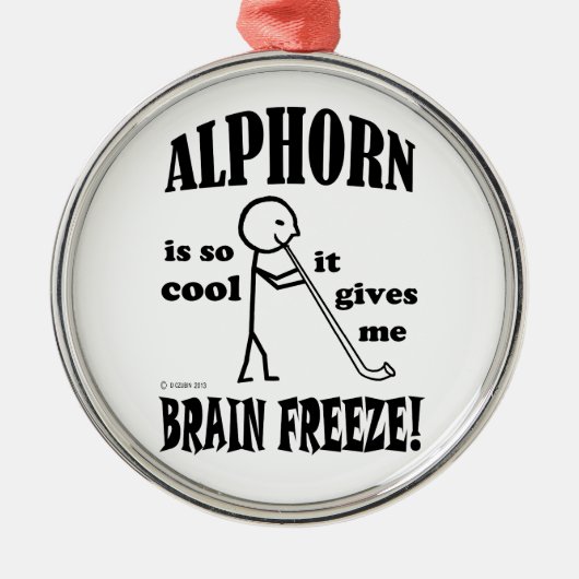 Alphorn, Brain Freeze Silbernes Ornament (Vorne)
