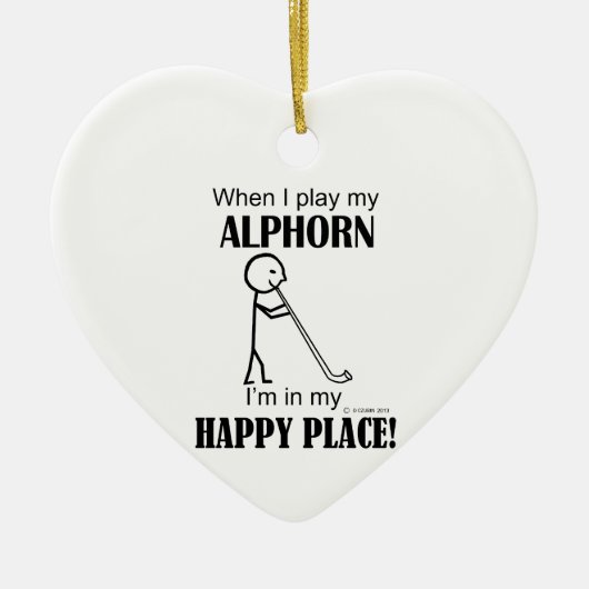 Alphorn Happy Place Keramik Ornament (Vorne)