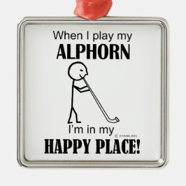 Alphorn Happy Place Silbernes Ornament