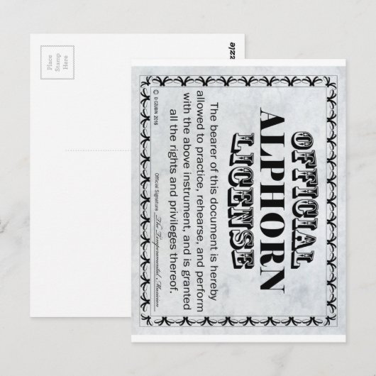 Alphorn-Lizenz Postkarte (Vorne/Hinten)