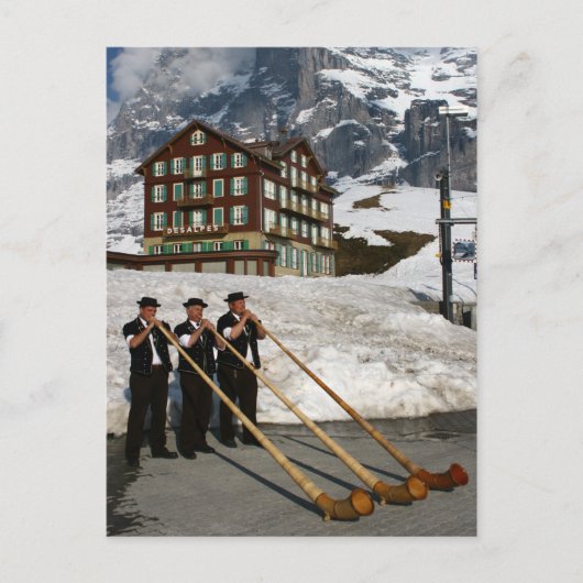Alphorn Musicians in Kleine Scheidegg Schweiz Postkarte (Vorderseite)