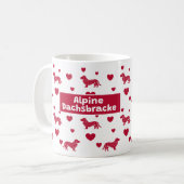 Alpin Dachsbracke Tasse mit Rotem Herzen (Vorderseite Links)