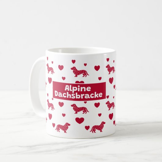 Alpin Dachsbracke Tasse mit Rotem Herzen (Vorderseite Links)