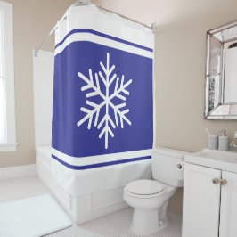 Alpin Schneeflocke Tiefblau Weiße Winter Streifen Duschvorhang