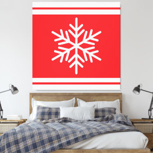 Alpin Schneeflocken Weihnachten Rote Streifen Leinwanddruck