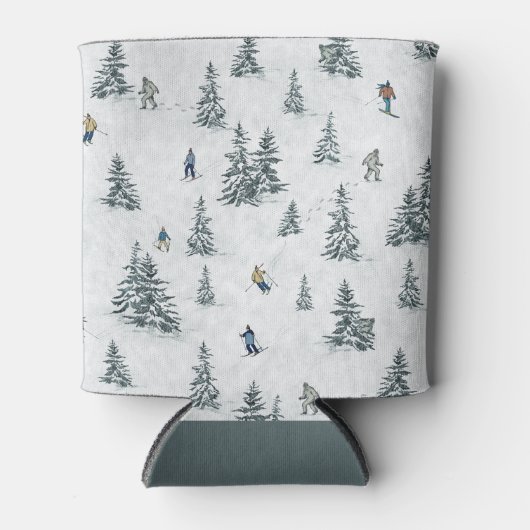 Alpin Ski und Hidden Yetis - Abfahrt Skifahren Dosenkühler (Vorderseite)