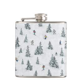 Alpin Ski und Hidden Yetis - Abfahrt Skifahren Flachmann