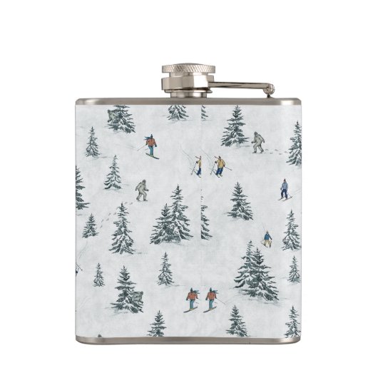 Alpin Ski und Hidden Yetis - Abfahrt Skifahren Flachmann (Rückseite)