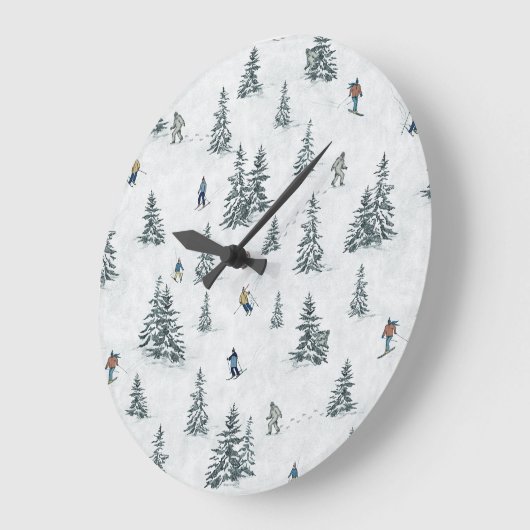 Alpin Ski und Hidden Yetis - Abfahrt Skifahren Große Wanduhr (Winkel)