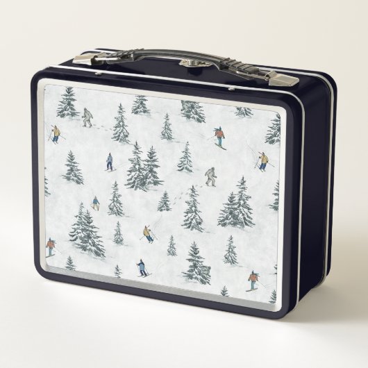 Alpin Ski und Hidden Yetis - Abfahrt Skifahren Metall Brotdose (Rückseite)