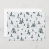 Alpin Ski und Hidden Yetis - Abfahrt Skifahren Postkarte (Vorne/Hinten)