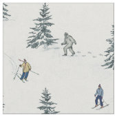 Alpin Ski und Hidden Yetis - Abfahrt Skifahren Stoff (Nahaufnahme)
