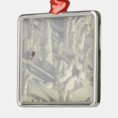 Alpin-Skier in dicken Schneemassen bei Big Silbernes Ornament (Links)