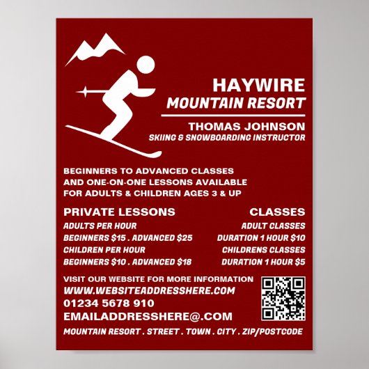 Alpin-Skier, Ski/Snowboarden Unterricht/Klasse Poster (Vorne)