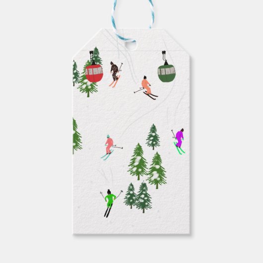 Alpin Skifahren | Gondelbahn Skifahrer Geschenkanhänger (Vorderseite)