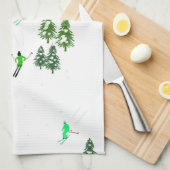 Alpin Skifahren | Gondelbahn Skifahrer Geschirrtuch (Viertel Falte)