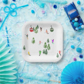 Alpin Skifahren | Gondelbahn Skifahrer Pappteller (Party)