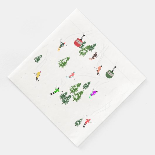 Alpin Skifahren | Gondelbahn Skifahrer Serviette (Ecke)