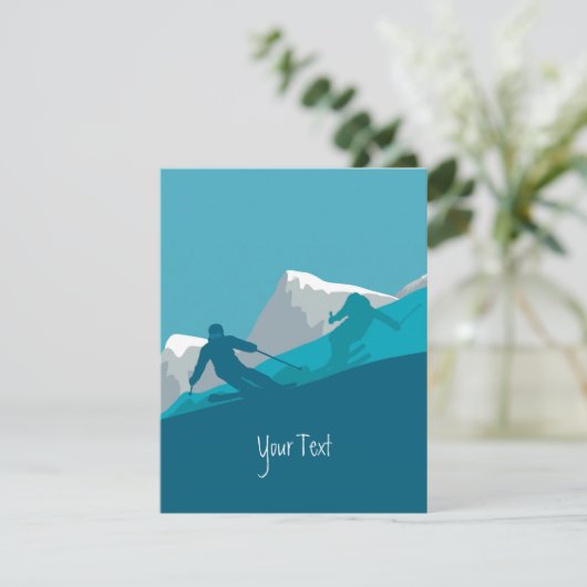 Alpin Skifahren Personalisiert RSVP Karte (Stehend Vorderseite)