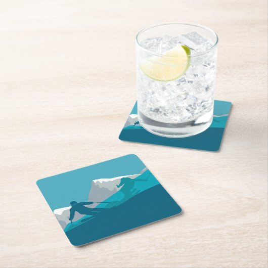 Alpin Skifahren Rechteckiger Pappuntersetzer (Vor Ort)