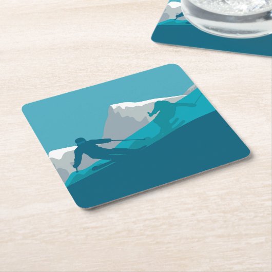 Alpin Skifahren Rechteckiger Pappuntersetzer (angewinkelt)