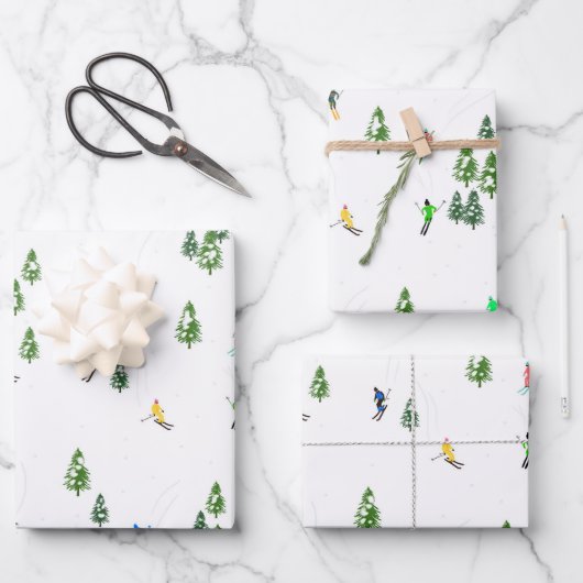 Alpin Skifahren | Skiurlauber Winter Geschenkpapier Set (Vorderseite)