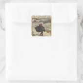 Alpinaufseher mit Ski Quadratischer Aufkleber (Tasche)