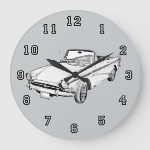Alpine 5 Sports Sports Car Illustration Große Wanduhr