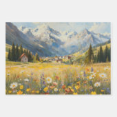 Alpine Bergdorf-Landschafts-Geschenkpapier Geschenkpapier Set (Vorderseite 3)