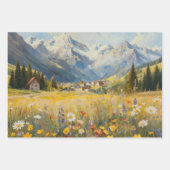 Alpine Bergdorf-Landschafts-Geschenkpapier Geschenkpapier Set (Vorderseite)
