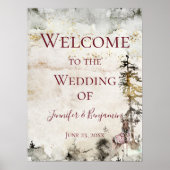 Alpine Bergstation Burgund Begrüßung Hochzeit | Poster (Vorne)