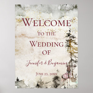 Alpine Bergstation Burgund Begrüßung Hochzeit | Poster