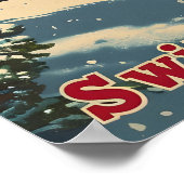 Alpine Charme: Vintages Schweizer Dorf Postkarte Poster (Ecke)