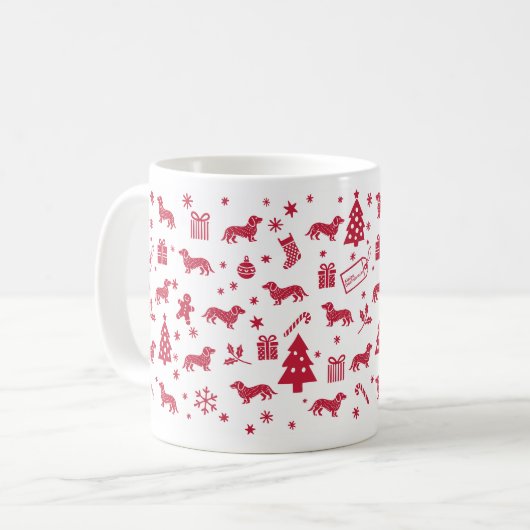 Alpine Dachsbracke Christmas Design Kaffeetasse (Vorderseite Links)
