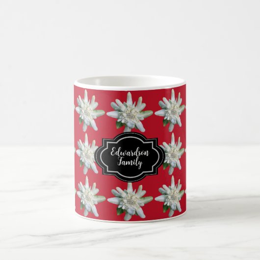 Alpine Edelweiss-Monogrammbezeichnung Schweiz Kaffeetasse (Mittel)
