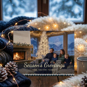 Alpine Fair Isle Familien-Weihnachtsfotokarte Feiertagskarte