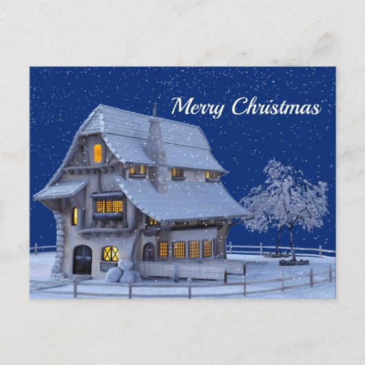 Alpine House Snow Graphic Christmas Postkarte (Vorderseite)