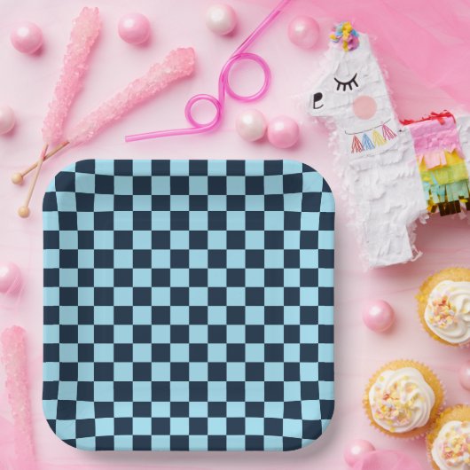 Alpine ice checkerboard pattern pappteller (Party)