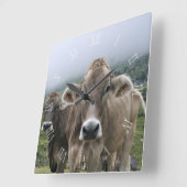 Alpine Kuhuhr mit Zahlen Quadratische Wanduhr (Winkel)