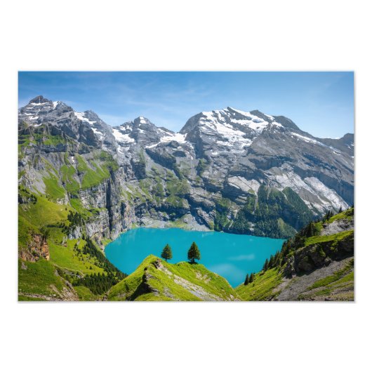 Alpine lake Oeschinensee in Switzerland Fotodruck (Vorne)