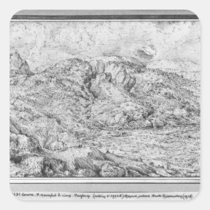 Alpine Landschaft, 1553 Quadratischer Aufkleber