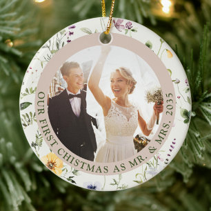 Alpine Light Erstes Weihnachten als Herr und Frau  Keramik Ornament