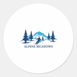 Alpine Meadows California Skigebiet Skifahren Skif Runder Aufkleber